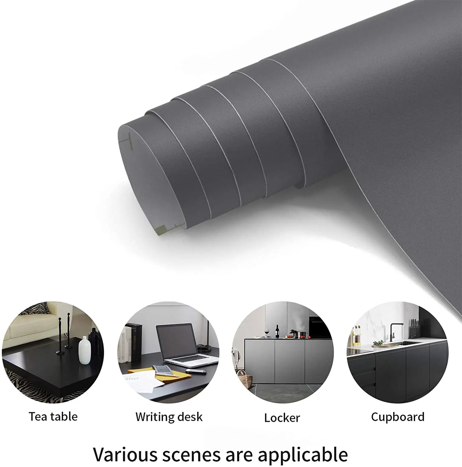 PVC Wallpaper Decoration Vinyl Matte Black Self-adhesive Paper,  Bedroom Furniture Wall Hanging Waterproof Kitchen 60x 5M