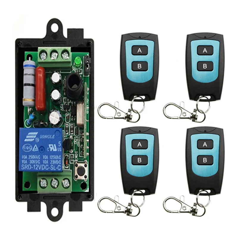 AC 220 V 1CH 1 CH interruptor de luz de Control remoto inalámbrico RF 10A salida de relé módulo receptor de Radio + transmisor puertas de garaje/lámpara