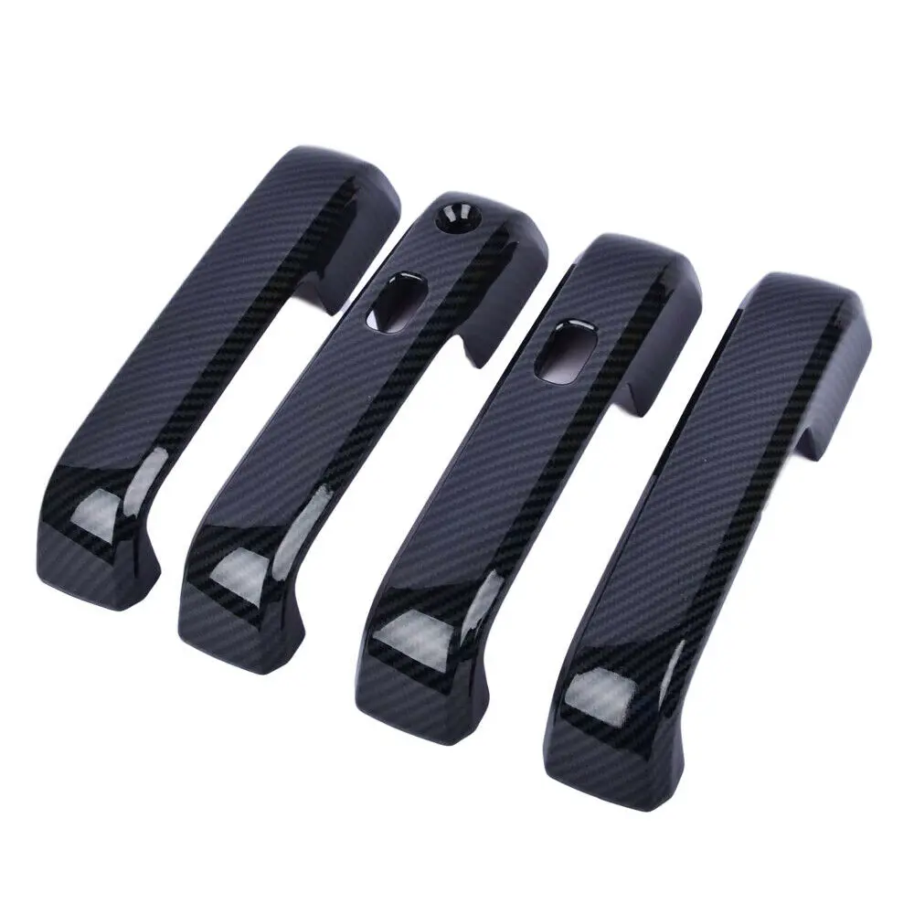 

4Pcs Brand New Side Door Handles Cover Trim Carbon Fiber Grain ABS Plastic Made Fit For Ford F150 2015-2019