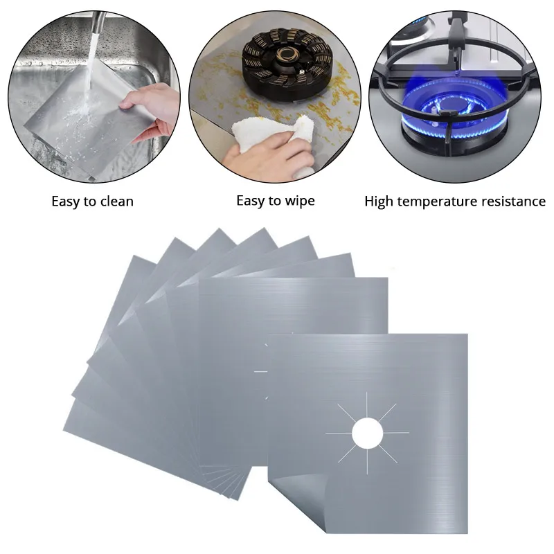 4PCS/Set Reusable Non-stick Self Adhesive Foil Cleaning Mat For Gas Stove Protectors Cover Sheeting Kitchen Gas Stove Accessorie images - 6