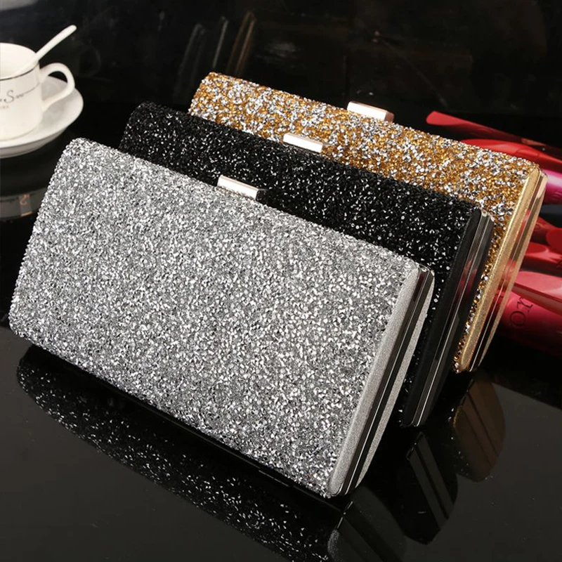 Women\'s Wedding Clutch Purse and Handbag Elegant Evening Clutch Bag for Party Diamond Sequin Gold Silver Shoulder Bag ZD2151