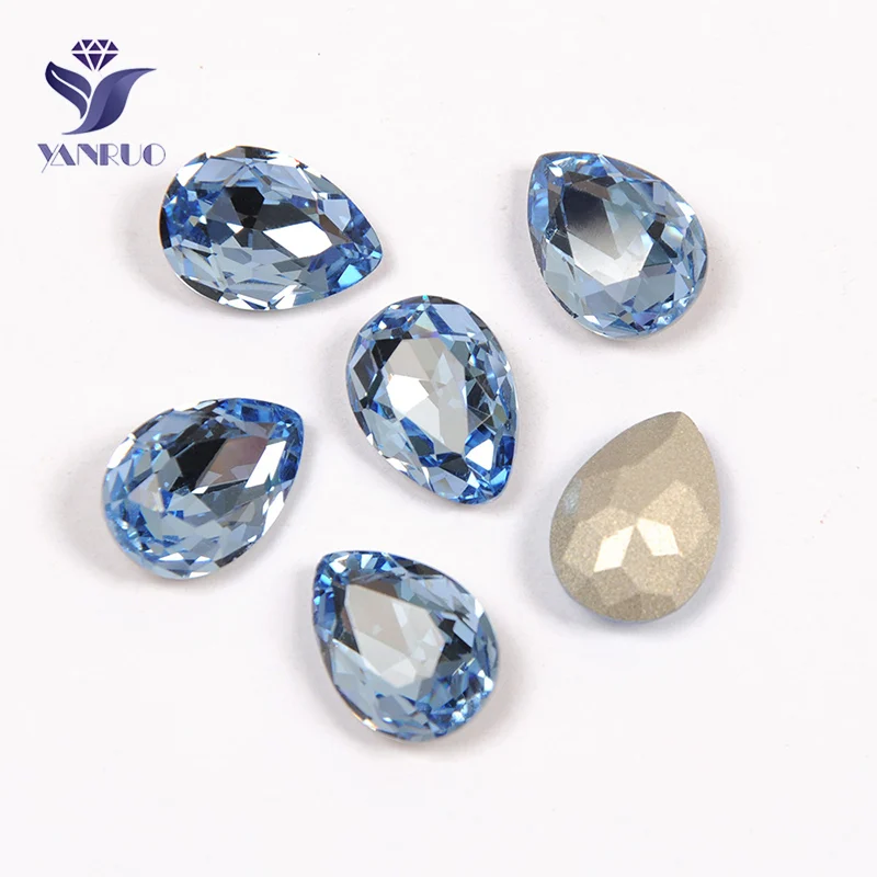 YANRUO 4320 Drop Top Glass Sewed Rhinestones Crafts Stones Point Back Diamond Teardrop Gems Crystals For Clothing