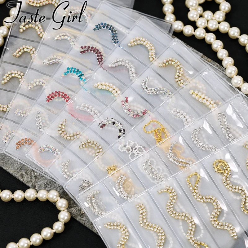 1 Pack Mixed Style Gold Silver Metal 3d Nail Art Decorations Rhinestones Claw Chain Alloy Manicure Nails Accessories New Arrive