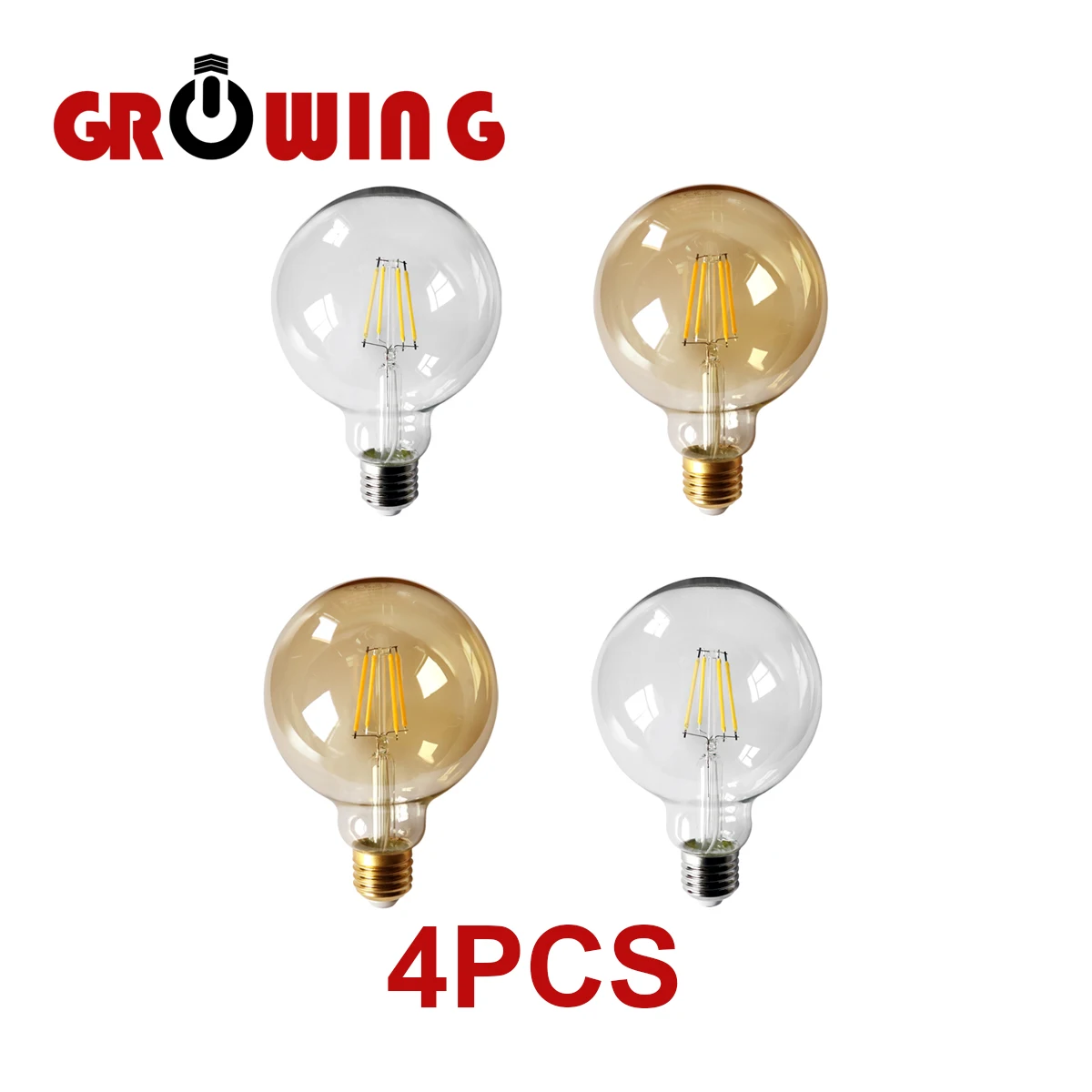 

4pcs/lot Retro Edison Filament Bulb G95 E27 6w Bombillas 220v-240v Vintage Lamp 2500k Gold Glass Bulb Home Decoration