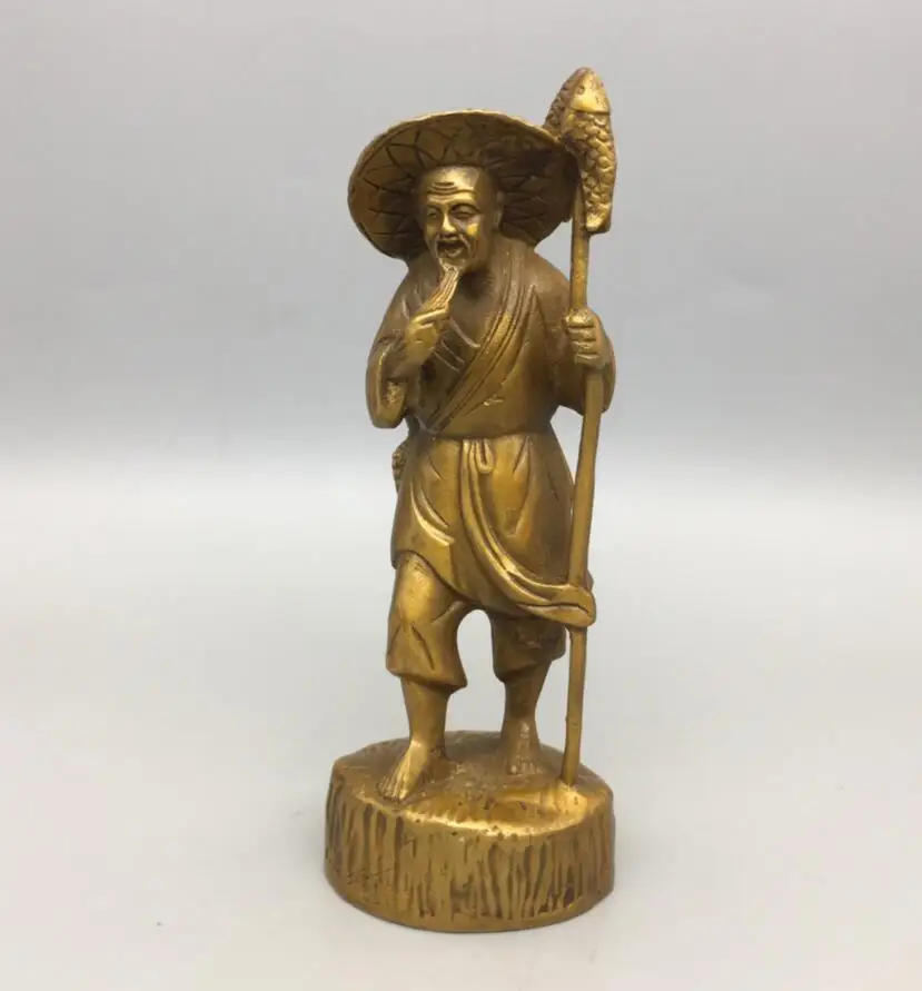 Archaize brass Personages Furnishing articles Jiang Ziya decoration crafts statue