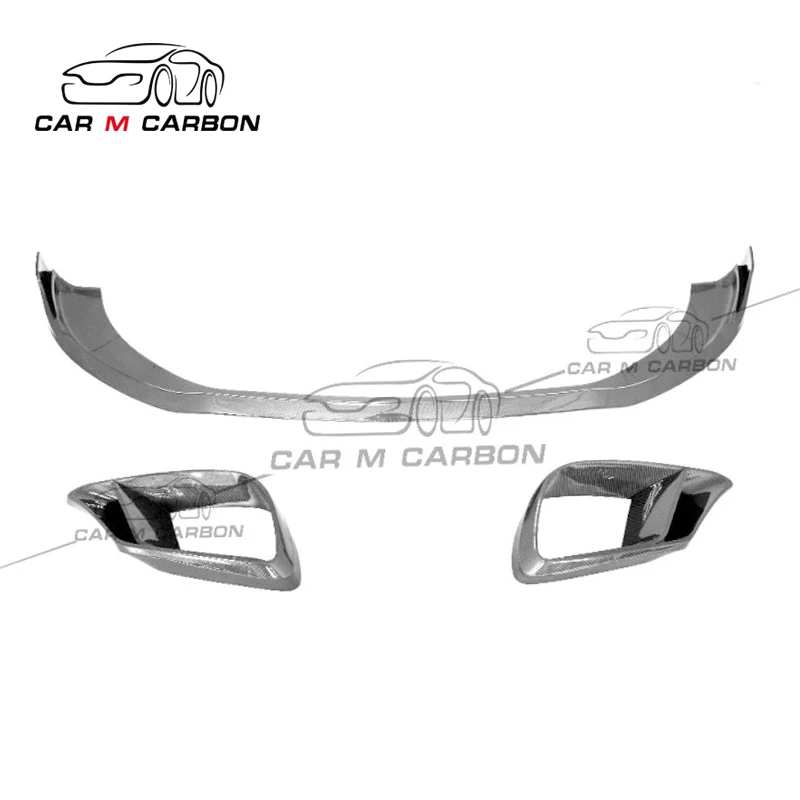 Carbon Fiber front lip spoiler and Front air intakes add-ons fit for S class  W222 S63 S65 2018-2019