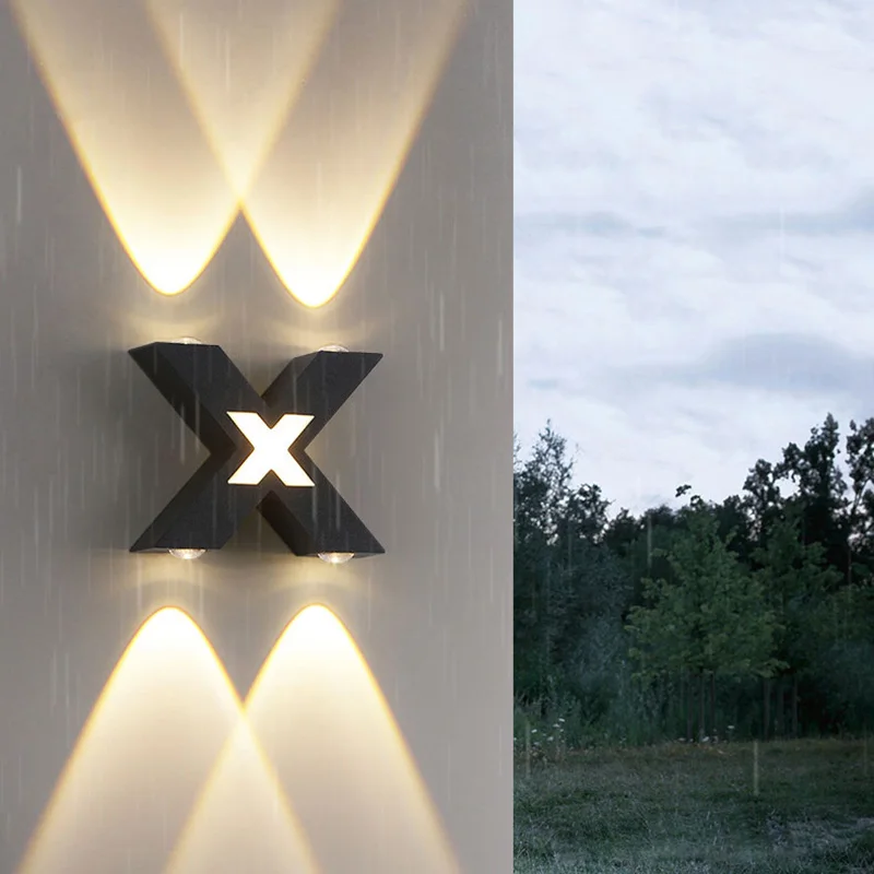 Outdoor/Indoor 7W LED Wall Lamp Up Down Lighting Waterproof Yard Garden Light Fixture X Shape Cottage Walkway Building Exterior
