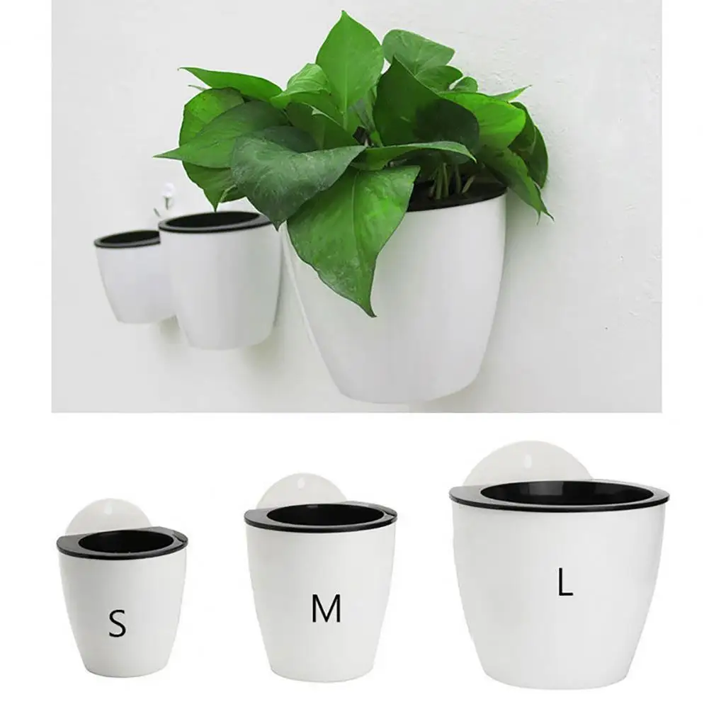 Wall-Mounted Resin Flower Pot With Automatic Water Absorption Wall Hanging Vase Home Decoration