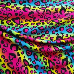 Buon cotone di seta di latte/Spandex tessuto a maglia colorato arcobaleno stampa leopardo panno morbido elasticizzato a 4 vie abito da cucito fai-da-te/abbigliamento