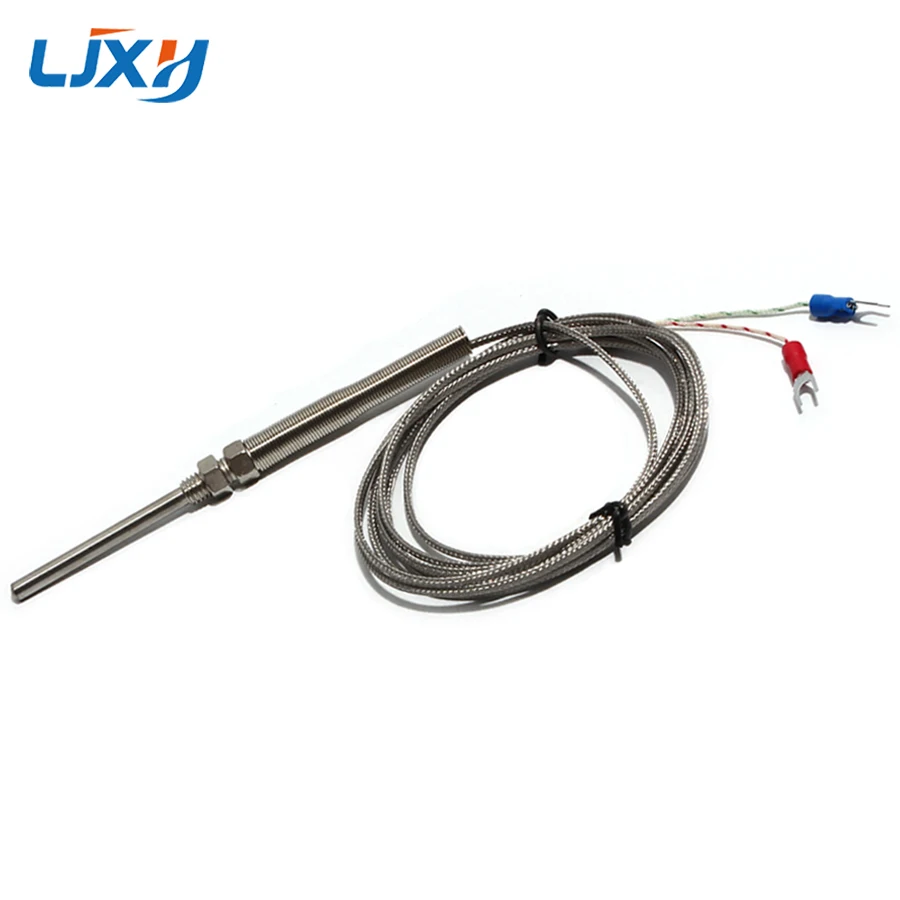 LJXH 200/250/300mm Length Probe K-type Thermocouple 0~400℃ Temperature Sensor M8*1.25 Thread 1m/2m/3m Length Fiberglass Cable