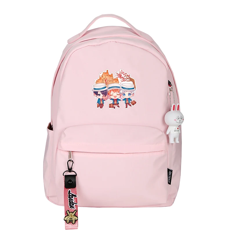 وعدت نيفرلاند إيما المرأة Kawaii الظهر حزمة النايلون الحقائب المدرسية الوردي Bookbag مقاوم للماء السفر على ظهره أنيمي روجزاك