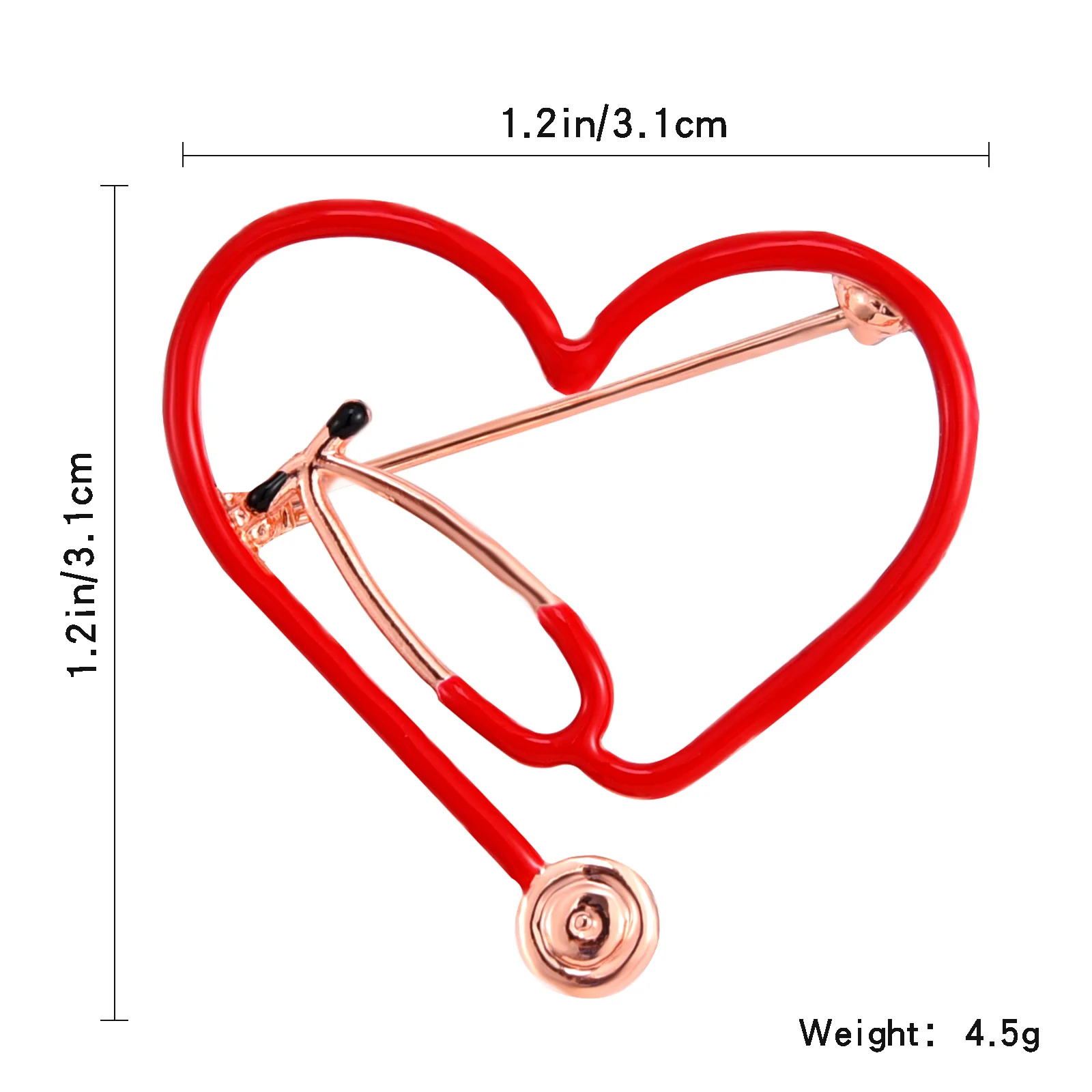 Harong Red Stethoscope Lapel Pins Brooch Doctor Medical Equipment Jewelry Heart Shaped Badge Internist Pins Student Accessories