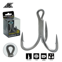 JK GT-R77 4/0 5/0 6/0 Treble Hooks Fishing 7X Strong Triple Fish Hooks Tee Hook Box Treble Hook Sea Fishing Accessories