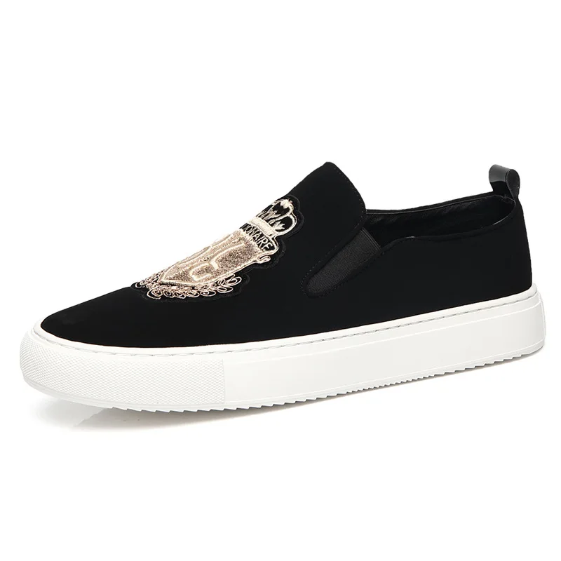 2023 Autumn New Man Leather Casual Shoes Man Fashion Slip-On Man Luxury Embroidery Suede Leather Shoes Trend Loafers