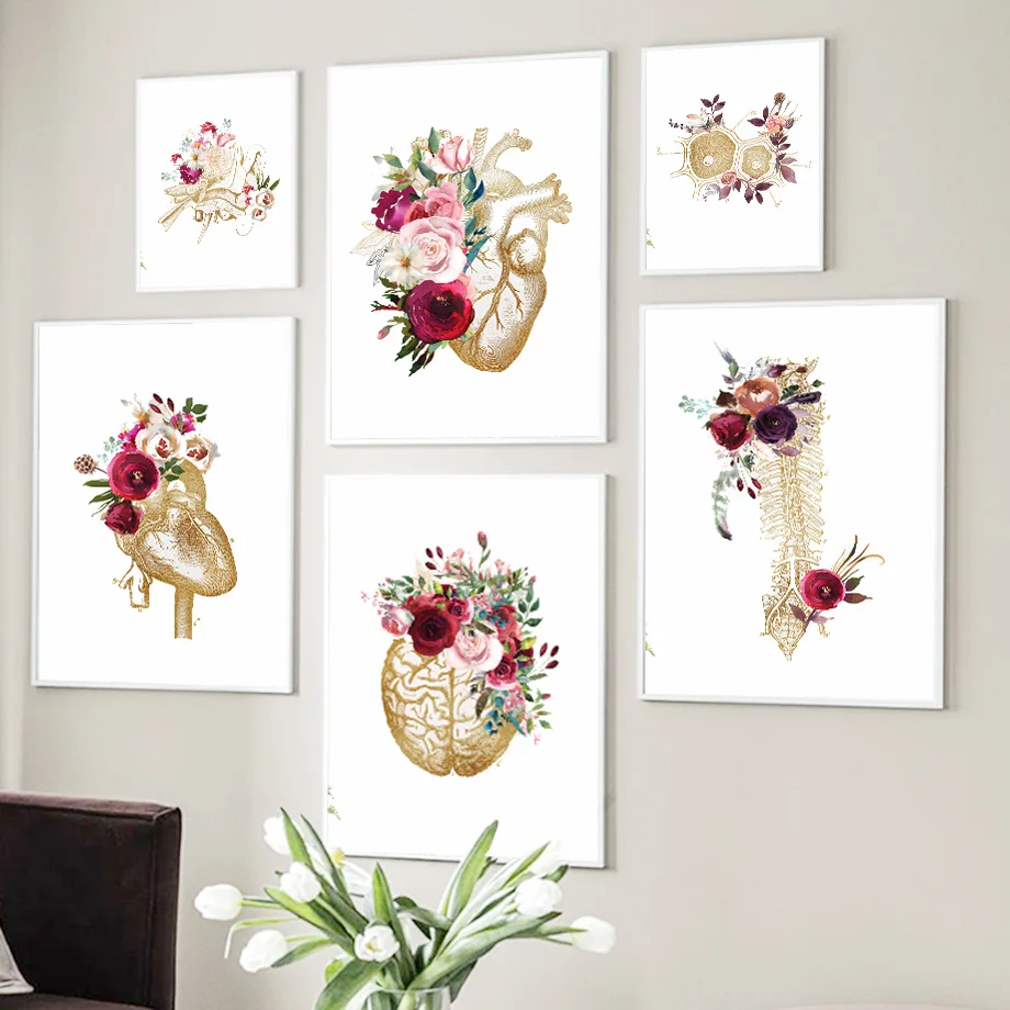 Heart Brain Ear Spine Neuron Medical Education Wall Art Canvas Painting Posters And Prints Wall Pictures For Doctor Room Decor