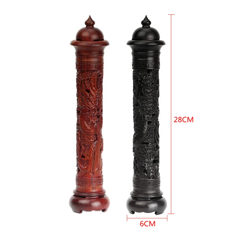 Ebony Wood Dragon Sculpture Stick Incense Burner Wood Sticks Incense Holder Handmade Censer Aromatherapy