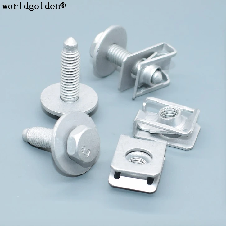 worldgolden 1set auto metal Iron Clip & Screw for Audi, Mercedes-Benz nut + screw