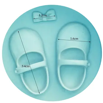 M0145 嬰兒鞋蝴蝶結矽膠蛋糕模具 翻糖巧克力黏土糖果模具 翻糖蛋糕裝飾工具 8 最佳銷售 嬰兒矽膠模具 - №5