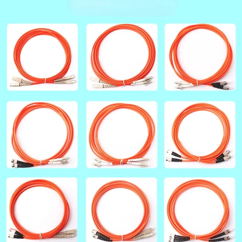 10PCS/LOT FTTH Optic Fiber Cable Patch Cord  Jumper 2.0mm or 3.0mm LC/ST/SC/FC UPC  Multimode Dual Core 5Meters