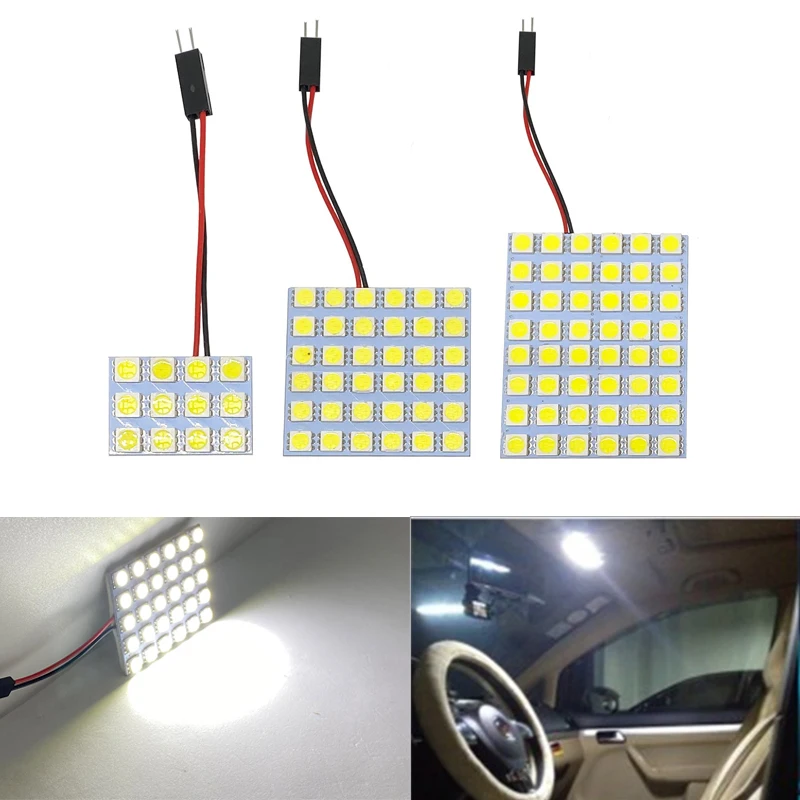 T10 W5W BA9S C5W Festoon 31mm 36mm 39mm 42mm 3 Adapters 12 36 48 SMD 5050 LED Reading Panel Lights Bulbs Car Interior Dome Lamp