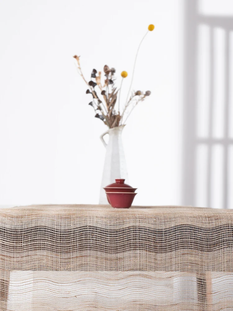 Nordic style summer cloth table runner modern minimalist new Chinese tea table tea bunting khaki corrugated custom table runner