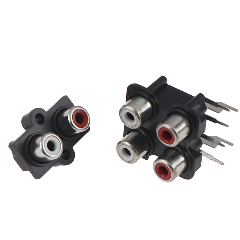 5Pcs 2/4 hole RCA Female Stereo audio Jack AV Audio input socket Connector Lotus row Amplifier Interface Signal connection