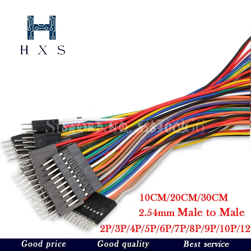 

5PCS 2.54MM 2.54 Wire Dupont Line male to male 1P2 3 4 5 6 7 8 9 10 12 Pin Dupont cable connector JUMPER CABLE WIRE FOR PCB