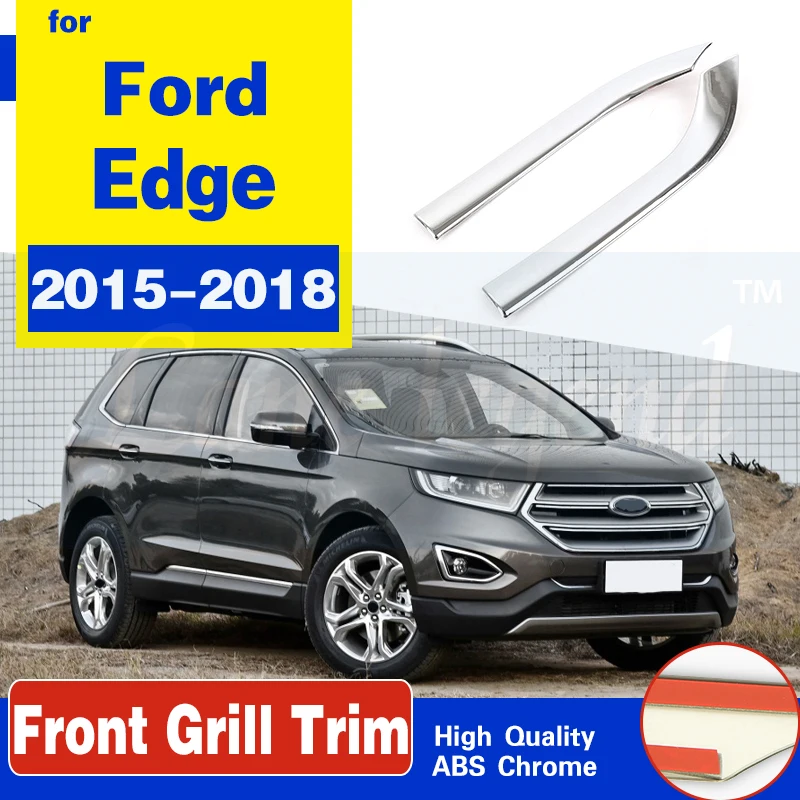 

For Ford EDGE 2015 2016 2017 2018 car styling ABS chrome racing Bezel trim Front Grid Grill Grille license plate frame part 2pcs