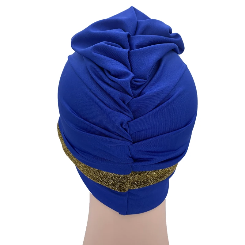 Fashion Muslim Women\'s Headscarf Bonnet Stretchy Under Hijab Caps Forehead Cross Female Glitter Turban Cap Islamic Head Wraps