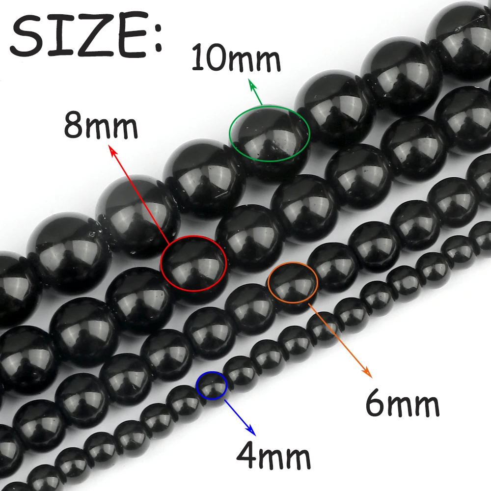 Wholesale 4 6 8 10MM Natural Stone Beads Black Polish Onyx Agates Smooth Round Beads Jewelry For DIY Making Bracelet Accessories