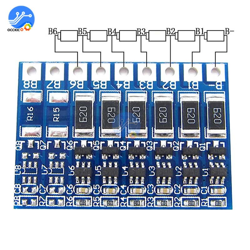 BMS 3S 4S 5S 6S 7S 8S 18650 Placa de protección del cargador de batería de litio balanceador del banco de energía Li-ion Lipo PCB circuito de