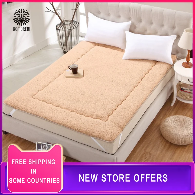 Thick warm Lamb Down Winter Warm Berber Fleece Mattress Nonslip King Size Bed Mattress Pad Cushion Floor Ground Tatimi-mat