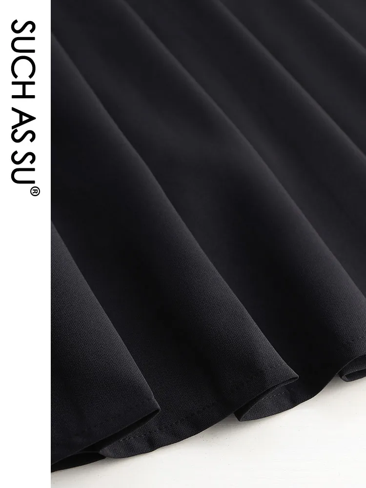 SUCH AS SU Skirts Womens 2023 Korean Fashion High Waist Ladies Black Pleated Skirt S M L XL XXL XXXL Size Female Mini Skirt