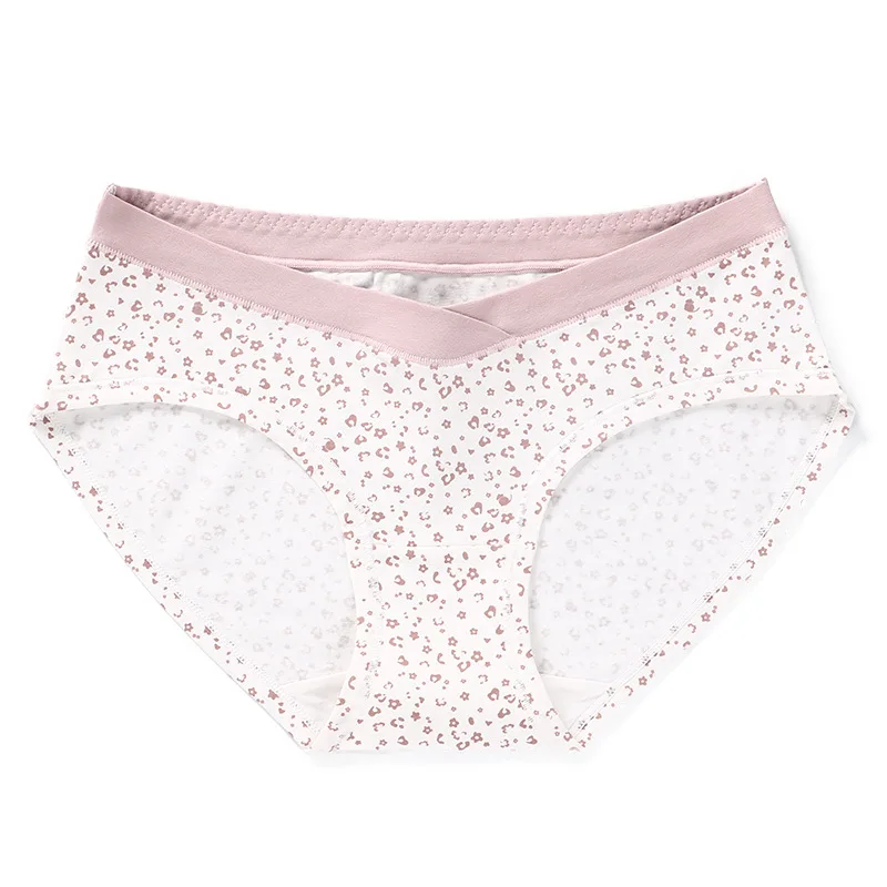 4pcs plus Size Sexy Printed Cotton Maternity Panties Low Waist V Briefs Summer Pregnancy Underwear Lingerie for Pregnant Women view 5