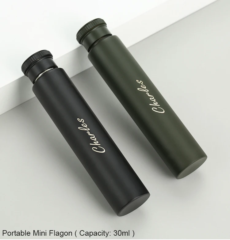1 OZ Grün Schwarz Metall Edelstahl Mini Tragbare Flagon Flasche 30 ml Tasche Alkohol Wein Topf Flachmann mit Funnel Custom – Detail 2