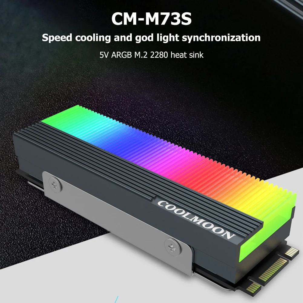 CM-M7S M2 ARGB SSD 히트 싱크 쿨러 5V 3Pin NVME NGFF M.2 2280 솔리드 스테이트 드라이브 하드 디스크 라디에이터 방열판 냉각 패드 조끼