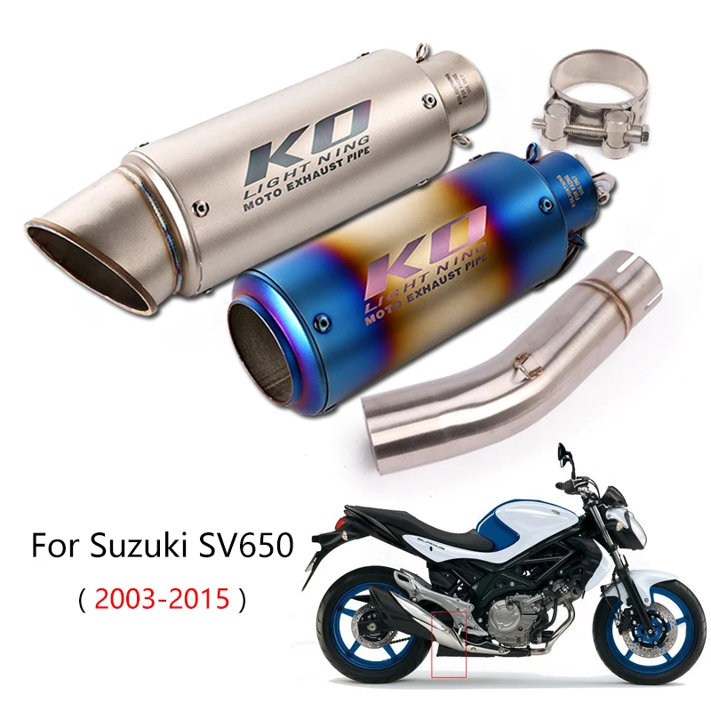 

2003-2015 SV650 Slip-on Exhaust Set Motorcycle Middle Pipe 51mm Mufflers with Removable DB Killer Escape Stainless Steel Tips