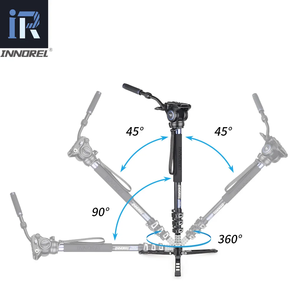 Imagem -02 - Innorel-kit Monopé de Vídeo Profissional Vm70k com Cabeça Fluida e Base Tripé Removível para Câmeras Telescópicas Dslr