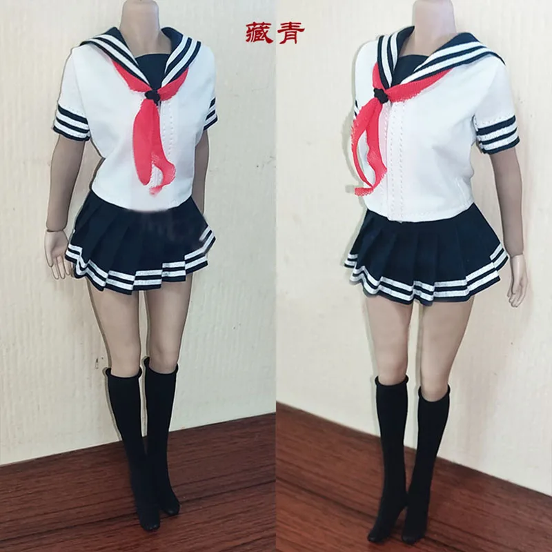 1/6 Female Soldier School Uniform with Top Skirt Socks Pleated Plaid Dress Fit 12'' Female Action Figure