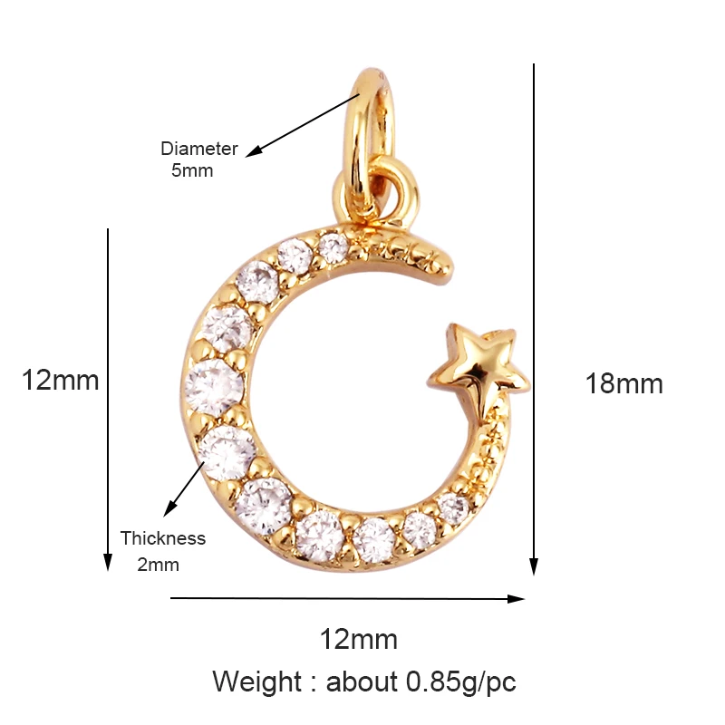 Löwenzahn Erde Stern Herz Hand Zirkonia CZ gepflastert Charm, 18K echt vergoldet Farbe, Handwerk Schmuckzubehör L87 – Detail 6