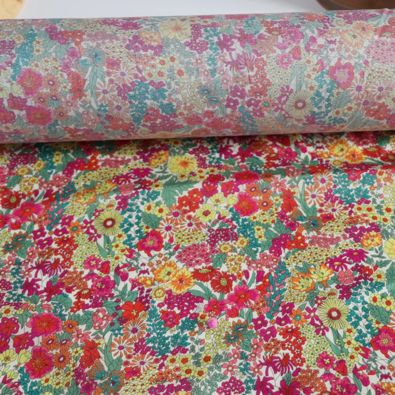 MARGARET Floral 80S Tissun liberty Cotton Poplin Fabric For Kids Baby Sewing Cloth Dresses Skirt DIY Printed 0.5M Designer