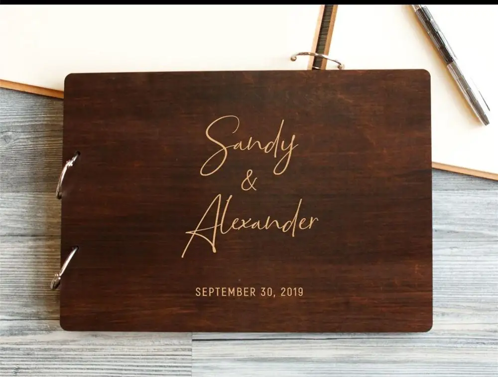 

Personalized Rustic Wedding Guestbook Custom Wood Guest Book Engagement Anniversary Gift Wedding Sign Book