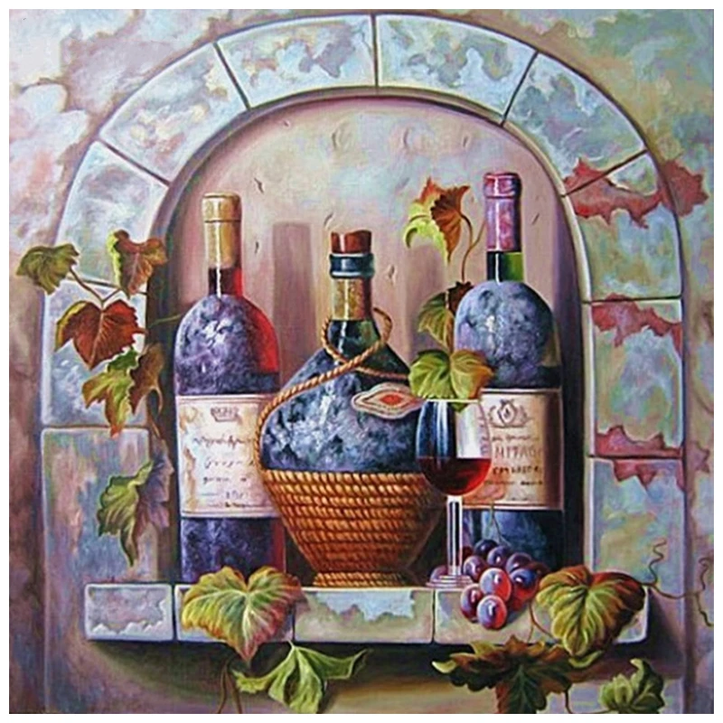 

Yumeart DIY Full Drill Square Diamond Mosaic Sale Cartoon Picture Of Rhinestones Diamond Painting Wine Bottle Diamond Embroidery