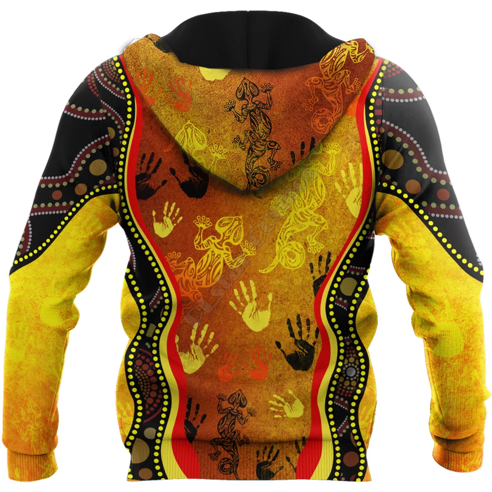 Aboriginal Australia Rock Painting Hand Lizard Art 3D printed Sweatshirt zipper hoodies women For men Pullover Cosplay Costumes