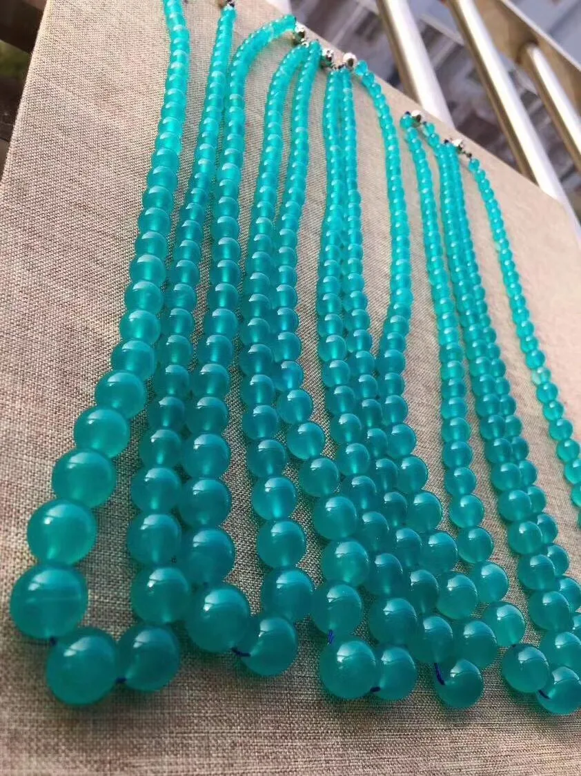 Genuine Natural Ice Amazonite Necklace Jewelry For Woman Lady Man Love Gift Water Crystal Round Beads Long Chains AAAAA 5-12mm