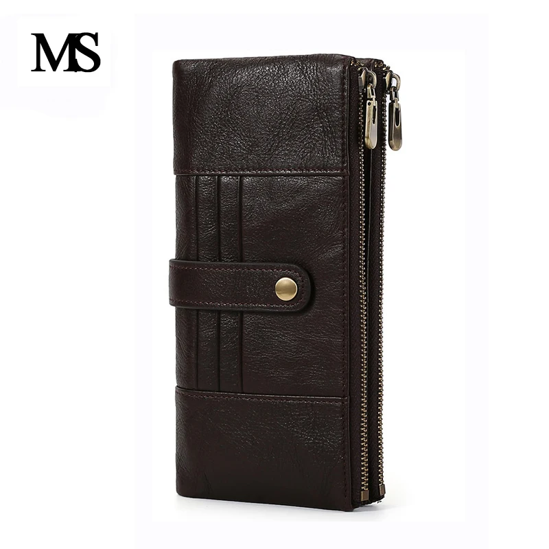 Vintage Mens Wallets 2020 New Bill Wallet Genuine Leather Wallet Zipper Coin Purse For Man Bifold ID Credit Card Male Money Bags