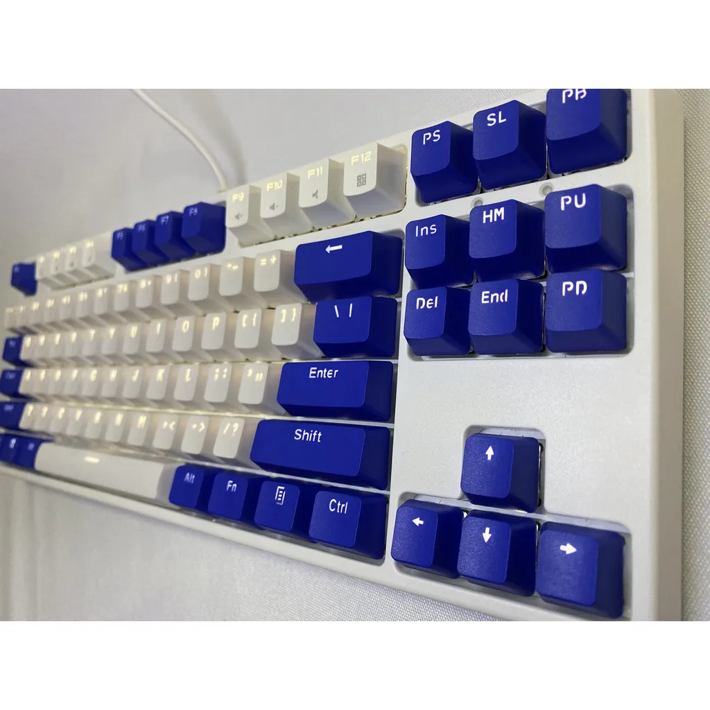 Hải Quân Xanh Dương Trắng Keycaps, 87 Phím PBT Phím Keycaps Cơ Keycaps Đôi Backlit Từ Màu Sắc Trong Suốt Chơi Game Keycap