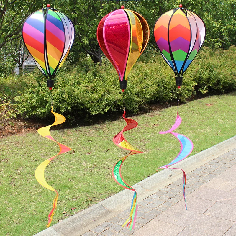 Funny wind rainbow hot air balloon colorful windmill outdoor toy holiday decoration handmade children\'s toy gift