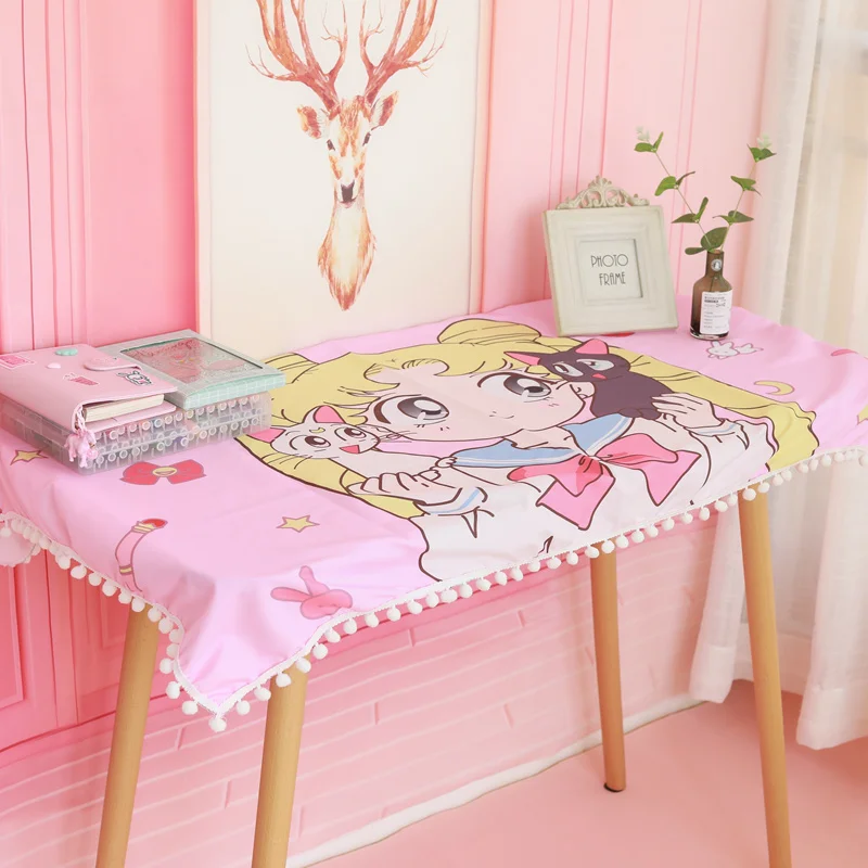 5 style Anime peripheral Sailor Moon plush tablecloth kawaii room decor household products Water and oil proof gifts for girls