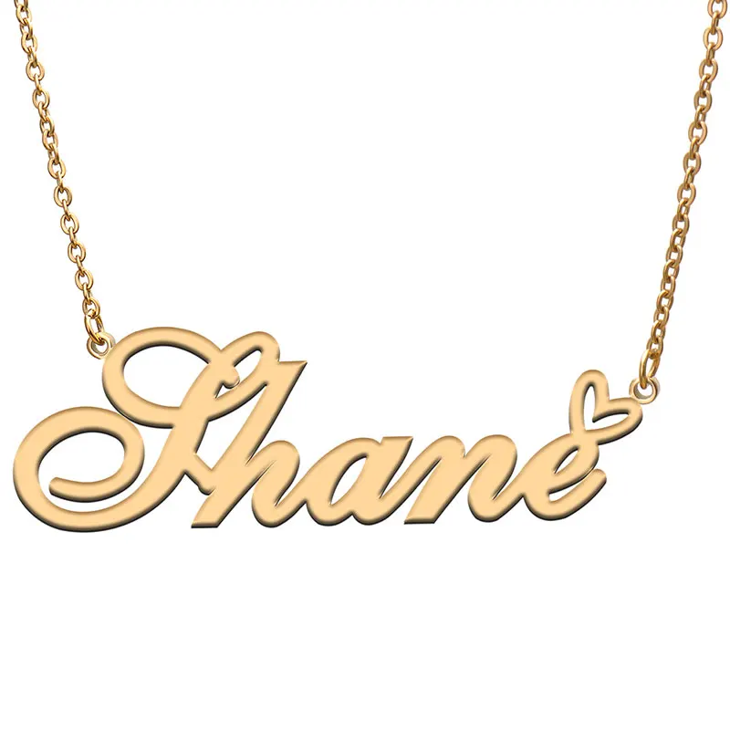 

Shane Name with Love Heart Necklace for Women Stainless Steel Jewelry Nameplate Pendant Femme Mother Child Girls Gift